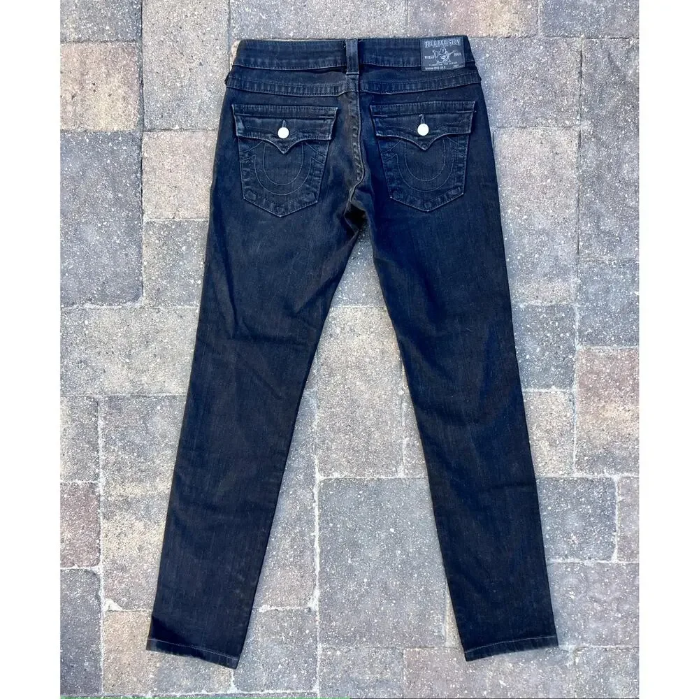 True Religion low rise black skinny jeans size 27x31 - Picture 2 of 6